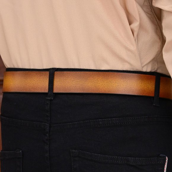 Vintage Leather Belt  For Men - Burnt Gold Full Grain  - Free Personalization - Picture 10 of 15